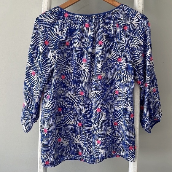 VINEYARD vines 100 silk palm floral embroidered pullover top size small - Picture 8 of 8